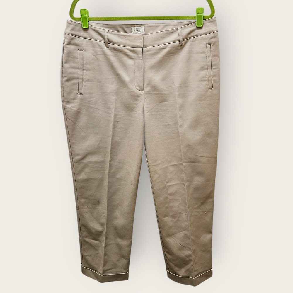 So Slimming by Chicos Crop Pants Beige Cotton Blend Size 2.5/US 14 Career Work